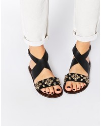 Asos Collection Freed Cross Strap Embellished Leather Sandals