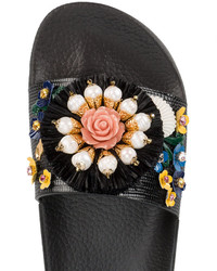 Dolce & Gabbana Floral Embellished Pool Slides