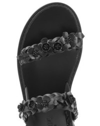 Valentino Flower Embellished Leather Sandals