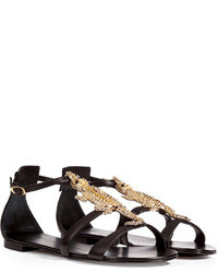 Giuseppe Zanotti Leather Sandals With Embellished Front