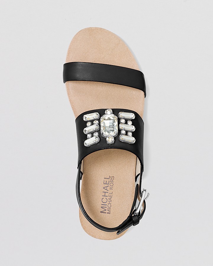 MICHAEL Michael Michl Michl Open Toe Flat Sandals Luna Jeweled, $150 | Bloomingdale's | Lookastic