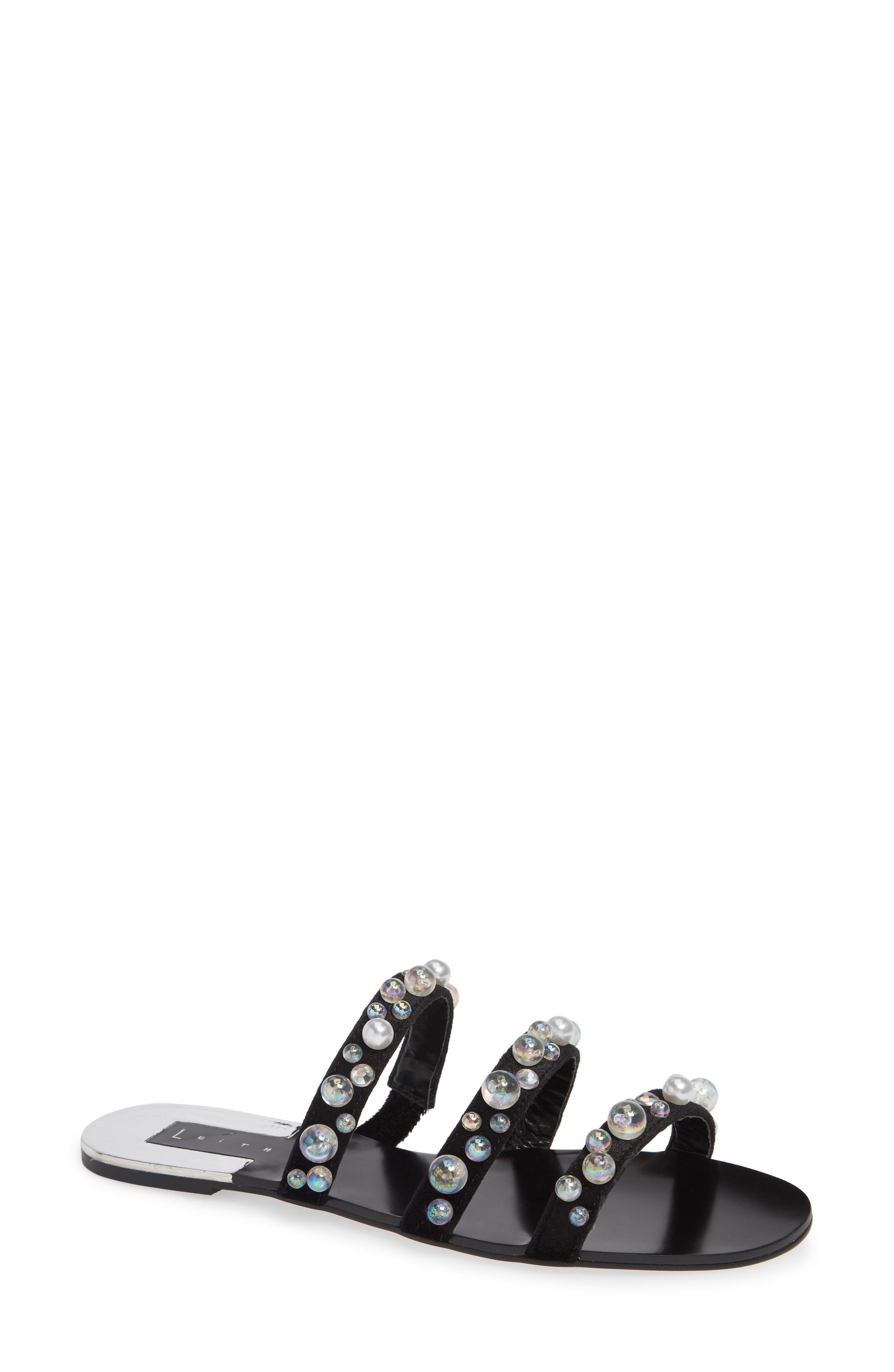 leith stunner embellished strappy slide sandal