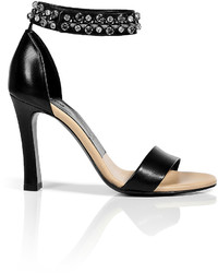Chloé Black Leather Jeweled Ankle Strap Sandals