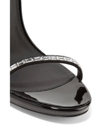 Giuseppe Zanotti Calliope Embellished Suede And Patent Leather Sandals Black