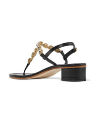 Musa Crystal Embellished Textured Leather Sandals