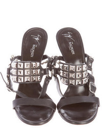 Balmain Embellished Leather Sandals