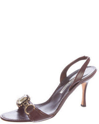 Manolo Blahnik Jewel Embellished Slingback Sandals