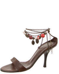 Giuseppe Zanotti Leather Jewel Embellished Sandals