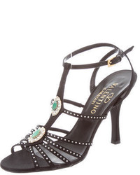 Valentino Satin Jewel Embellished Sandals