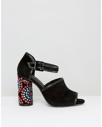 Kat Maconie Sierra Black Embellished Heel Leather Sandals