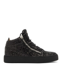 Giuseppe Zanotti Black Glitter Kriss High Top Sneakers