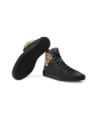 Gucci Leather High Top Sneaker With Tiger