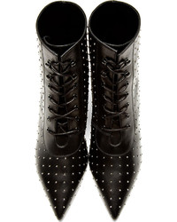 Saint Laurent Black Leather Micro Stud Cat Boots