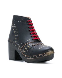 Burberry Riveted Leather Heeled Clog Boots