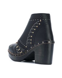 Burberry Riveted Leather Heeled Clog Boots
