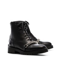 Burberry Chain Detail Lace Up Ankle Boots