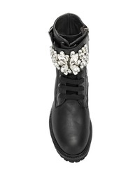 Via Roma 15 Crystal Embellished Lace Up Boots