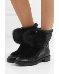 Jimmy Choo Glacie Pompom Embellished Shearling And Med Leather Ankle Boots