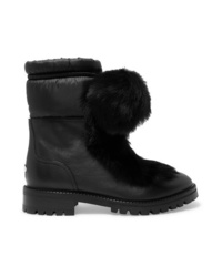Jimmy Choo Glacie Pompom Embellished Shearling And Med Leather Ankle Boots