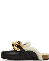 JW Anderson Black White Shearling Chain Loafers