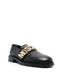 Moschino Croc Embossed Logo Plaque Loafers
