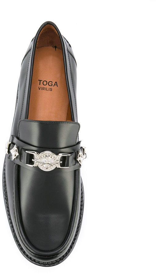 Toga Virilis stud-embellished leather loafers - Black