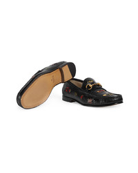 Gucci Embroidered Horsebit Loafers