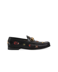 Gucci Embroidered Horsebit Loafers