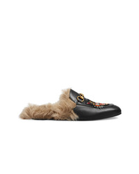Gucci Princetown Slippers With Angry Cat Appliqu