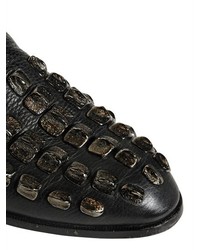 Roberto Cavalli Studded Grained Leather Loafers