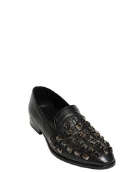 Roberto Cavalli Studded Grained Leather Loafers