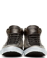 Jimmy Choo Black Leather Stars Studs Varley Sneakers