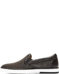 Jimmy Choo Black Leather Studded Grove Slip On Shoes