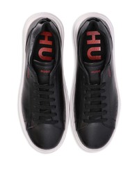 Hugo Logo Debossed Leather Low Top Sneakers