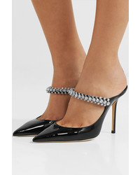 Jimmy Choo Bing 100 Crystal Embellished Patent Leather Mules