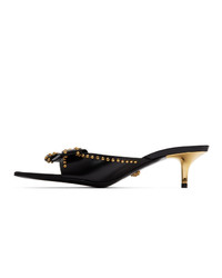 Versace Black Crystal Bow Heel Sandals