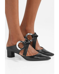 Proenza Schouler Eyelet Embellished Textured Leather Mules