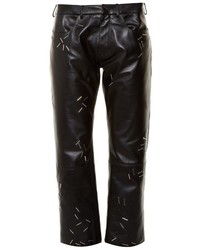 Black Embellished Leather Pants
