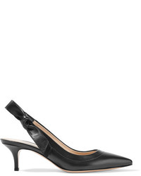Gianvito Rossi 55 Bow Embellished Leather Slingback Pumps Black