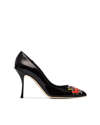 Dolce & Gabbana 90 Patent Wow Embroidered Pumps