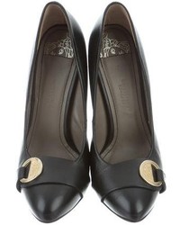 Versace Collection Leather Embellished Pumps