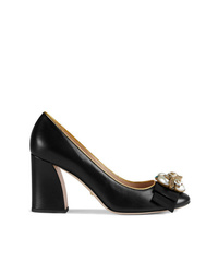 Gucci Leather Mid Heel Pump With Bee