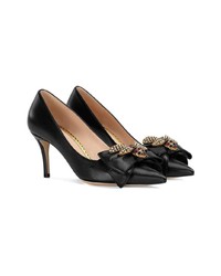 Gucci Leather Mid Heel Pump With Bow