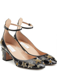 Valentino Star Embellished Leather Tan Go Pumps