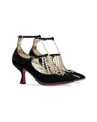 Gucci T Strap Leather Pump With Pearls