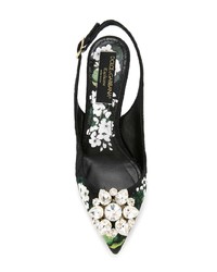 Dolce & Gabbana White Geranium Printed Bellucci Sling Back Pumps