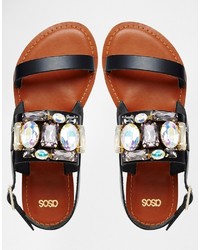 Asos Collection Flash Wide Fit Embellished Flat Sandals