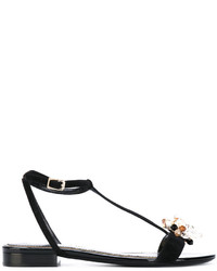 Lanvin Crystal Embellished T Bar Sandals