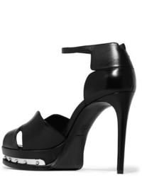 Alexander McQueen Embellished Leather Platform Sandals Black
