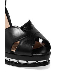 Alexander McQueen Embellished Leather Platform Sandals Black
